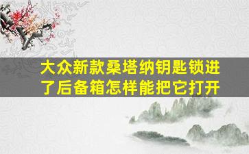 大众新款桑塔纳钥匙锁进了后备箱怎样能把它打开