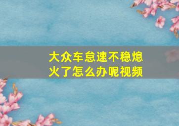 大众车怠速不稳熄火了怎么办呢视频