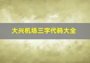 大兴机场三字代码大全