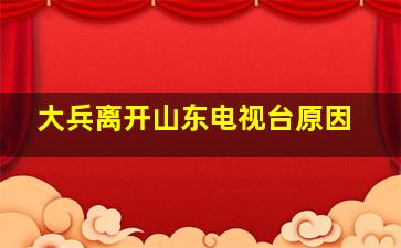 大兵离开山东电视台原因