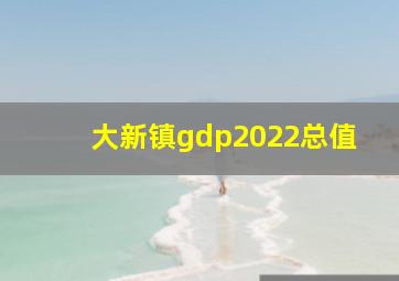 大新镇gdp2022总值