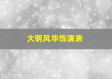 大明风华饰演表