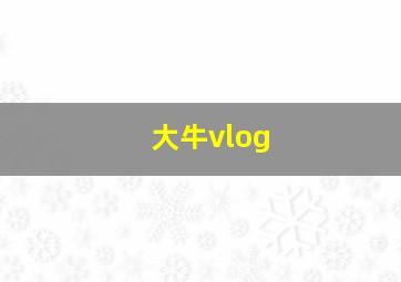 大牛vlog