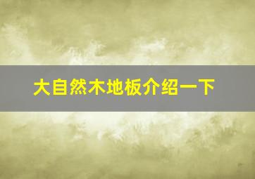 大自然木地板介绍一下