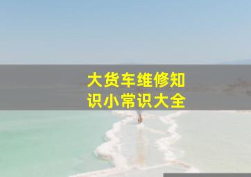 大货车维修知识小常识大全