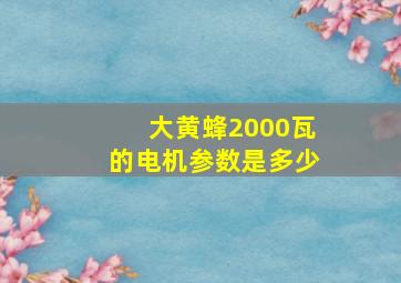 大黄蜂2000瓦的电机参数是多少