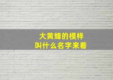 大黄蜂的模样叫什么名字来着