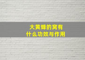 大黄蜂的窝有什么功效与作用