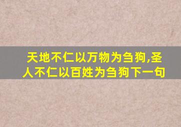 天地不仁以万物为刍狗,圣人不仁以百姓为刍狗下一句