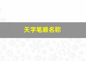 天字笔顺名称