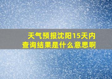 天气预报沈阳15天内查询结果是什么意思啊