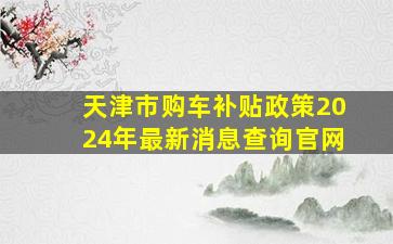 天津市购车补贴政策2024年最新消息查询官网