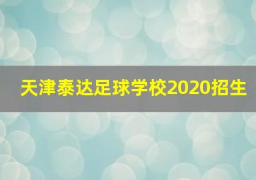 天津泰达足球学校2020招生