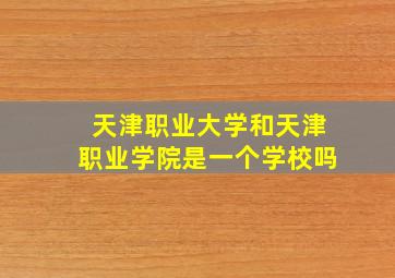 天津职业大学和天津职业学院是一个学校吗