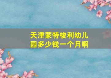 天津蒙特梭利幼儿园多少钱一个月啊