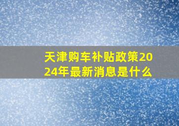 天津购车补贴政策2024年最新消息是什么