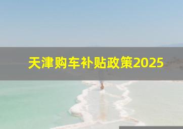 天津购车补贴政策2025