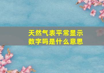 天然气表平常显示数字吗是什么意思