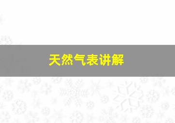 天然气表讲解