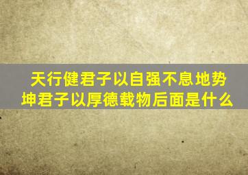 天行健君子以自强不息地势坤君子以厚德载物后面是什么