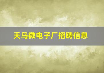 天马微电子厂招聘信息