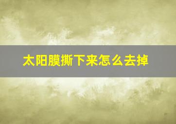 太阳膜撕下来怎么去掉