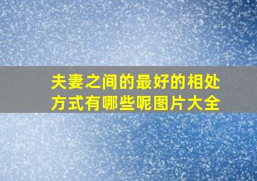 夫妻之间的最好的相处方式有哪些呢图片大全