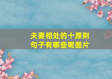 夫妻相处的十原则句子有哪些呢图片