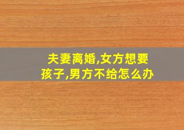 夫妻离婚,女方想要孩子,男方不给怎么办