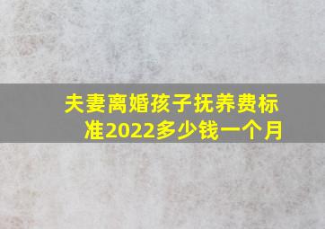 夫妻离婚孩子抚养费标准2022多少钱一个月