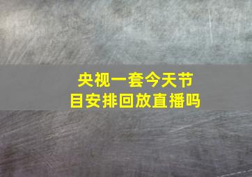 央视一套今天节目安排回放直播吗