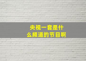 央视一套是什么频道的节目啊