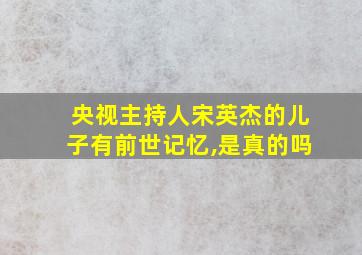 央视主持人宋英杰的儿子有前世记忆,是真的吗