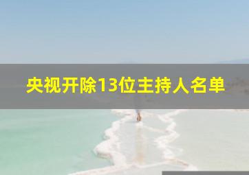 央视开除13位主持人名单