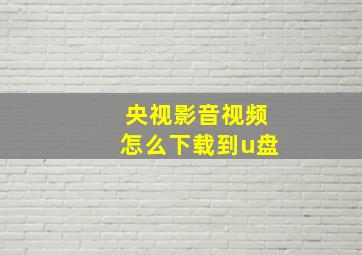 央视影音视频怎么下载到u盘