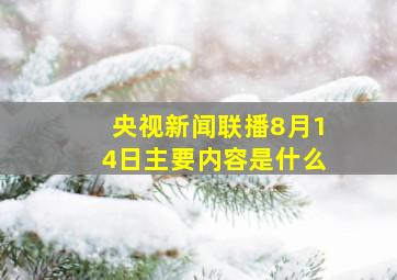 央视新闻联播8月14日主要内容是什么