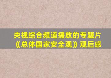 央视综合频道播放的专题片《总体国家安全观》观后感