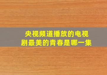 央视频道播放的电视剧最美的青春是哪一集