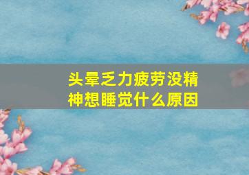 头晕乏力疲劳没精神想睡觉什么原因