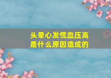 头晕心发慌血压高是什么原因造成的