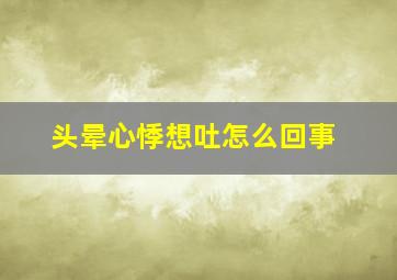 头晕心悸想吐怎么回事