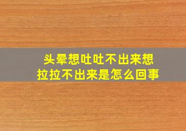 头晕想吐吐不出来想拉拉不出来是怎么回事