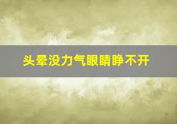 头晕没力气眼睛睁不开