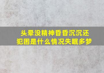 头晕没精神昏昏沉沉还犯困是什么情况失眠多梦