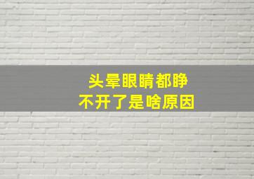 头晕眼睛都睁不开了是啥原因