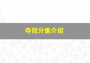 夺冠分集介绍