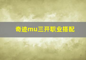 奇迹mu三开职业搭配