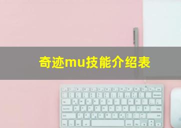 奇迹mu技能介绍表