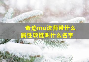 奇迹mu法师带什么属性项链叫什么名字