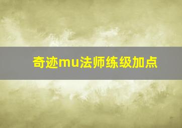 奇迹mu法师练级加点